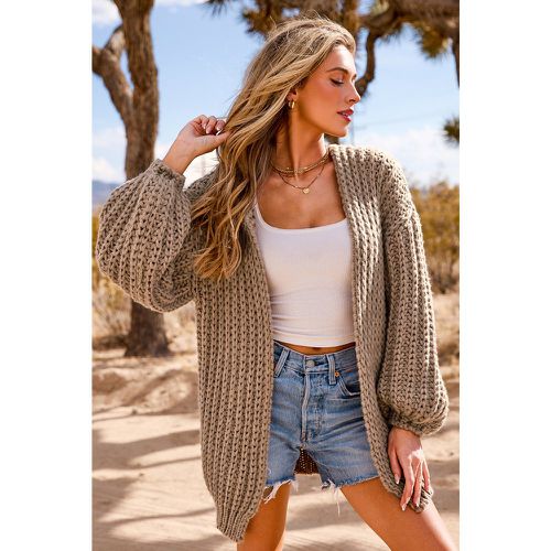 Cardigan encapuchonné ouvert au devant en gros tricot - CUPSHE - Modalova