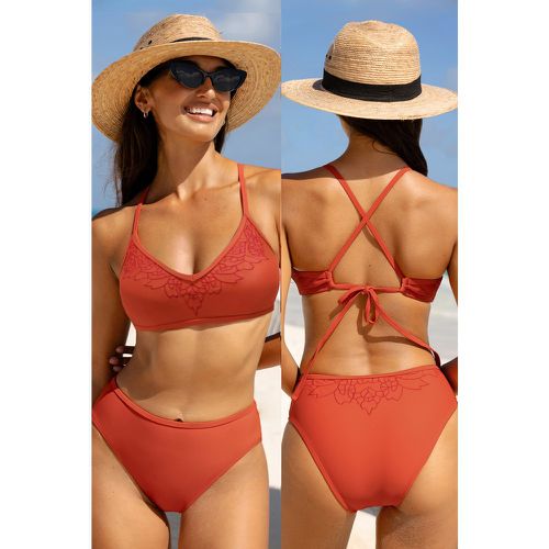 Bikini à col en V et bas en broderie - CUPSHE - Modalova