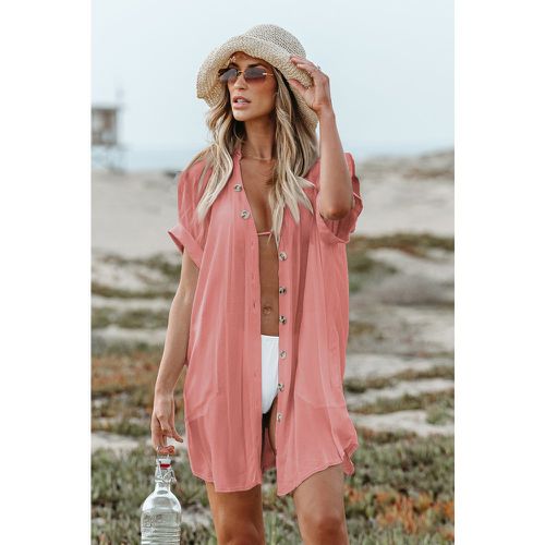Robe cover up à col chemise boutons rose - CUPSHE - Modalova