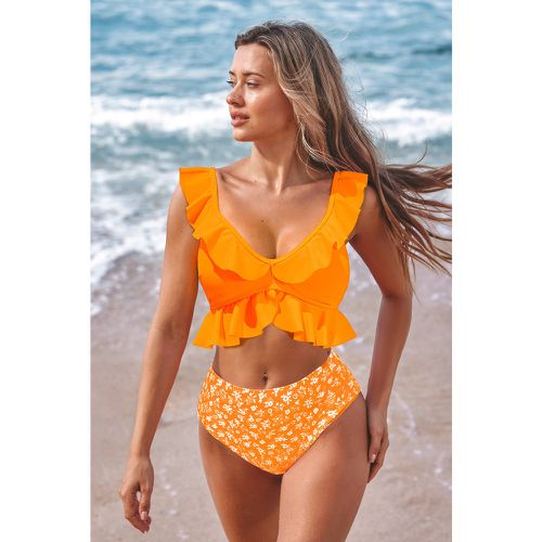 Bikini à volants avec bas standard à fleurs - CUPSHE - Modalova