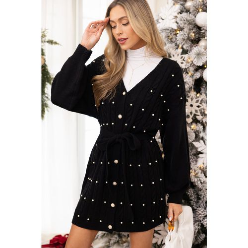 Robe pull à ceinture et manches longues avec perles - CUPSHE - Modalova