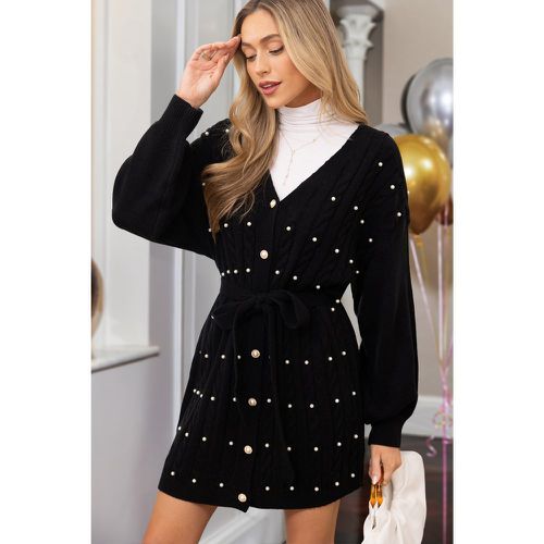 Robe pull à ceinture et manches longues avec perles - CUPSHE - Modalova