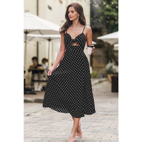 Robe longue à pois col V sans manche - CUPSHE - Modalova