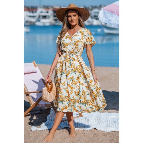 Robe courte florale avec manches courtes - CUPSHE - Modalova