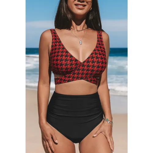 Bikini col diamant et bas taille haute - CUPSHE - Modalova