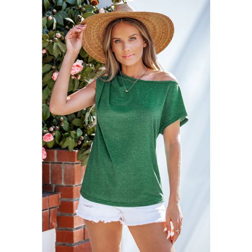 T-shirt vert col asymétrique - CUPSHE - Modalova