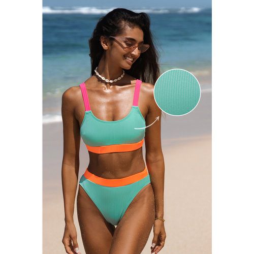 Bikini côtelé néon à col scoop et hipster - CUPSHE - Modalova