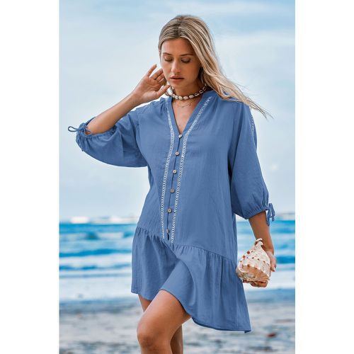 Robe mini à ourlet volant en chambray et pur coton - CUPSHE - Modalova