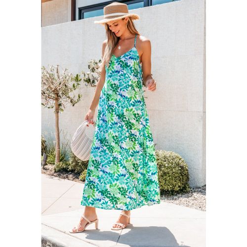 Robe à bretelles maxi florale à imprimé avec col en V - CUPSHE - Modalova