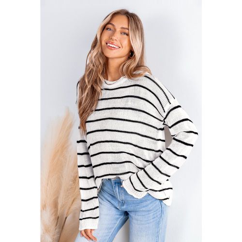 Pull à rayures et col rond avec manches longues en tricot - CUPSHE - Modalova