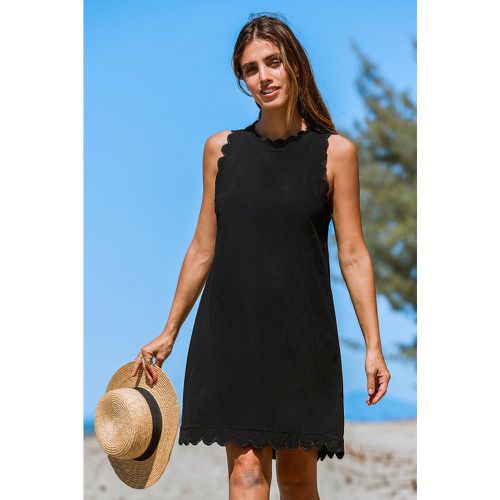 Robe courte festonnée en pur coton à col haut sans manches - CUPSHE - Modalova