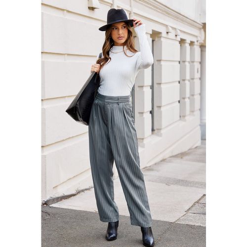 Pantalon à jambes droites avec rayures gris - CUPSHE - Modalova