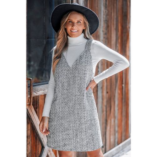 Robe courte à col diamant sans manches en tweed - CUPSHE - Modalova