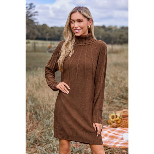 Robe pull courte à col roulé et manches longues marron - CUPSHE - Modalova