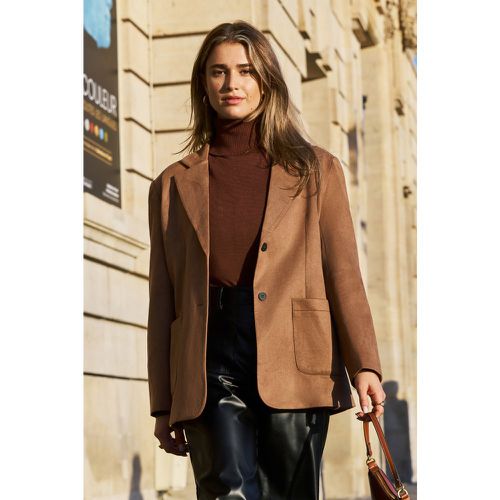 Blazer à double boutonnage en faux suède marron - CUPSHE - Modalova