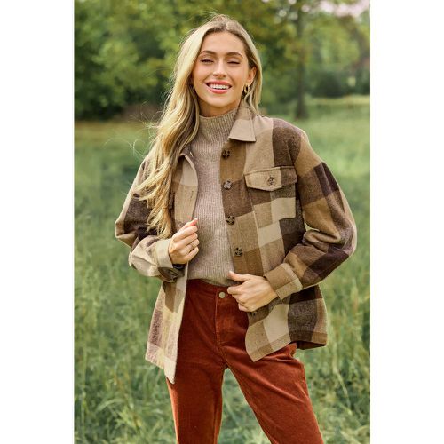 Chemise-veste avec boutons à carreaux marron - CUPSHE - Modalova