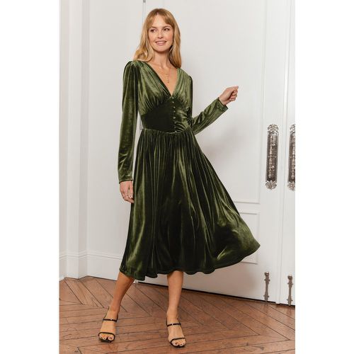 Robe longue à manches longues en velours vert - CUPSHE - Modalova