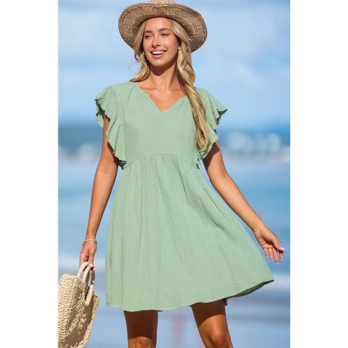 Robe courte menthe à col cranté avec manches flottantes - CUPSHE - Modalova