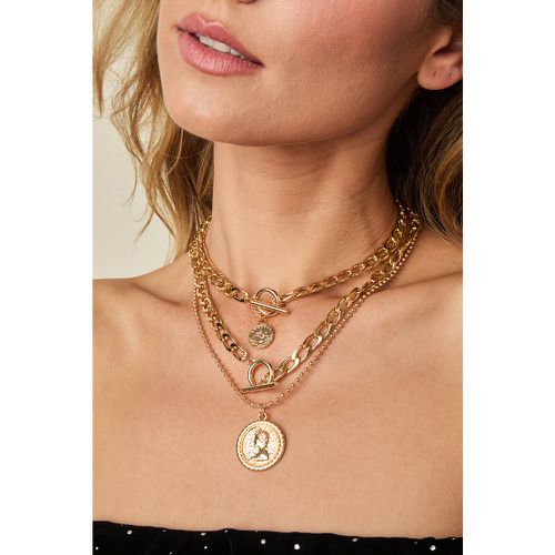 Collier superposé avec médaillon en or - CUPSHE - Modalova