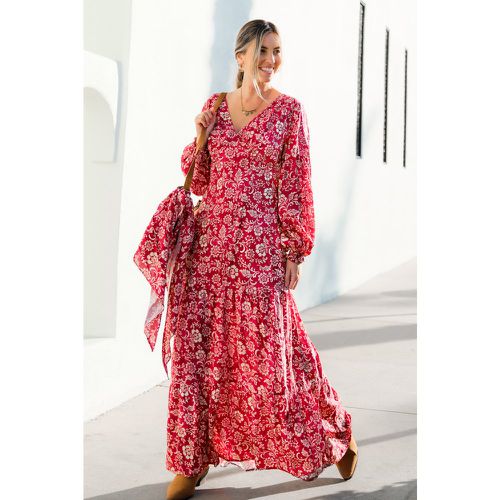 Robe longue bordeaux paisley à manches longues - CUPSHE - Modalova