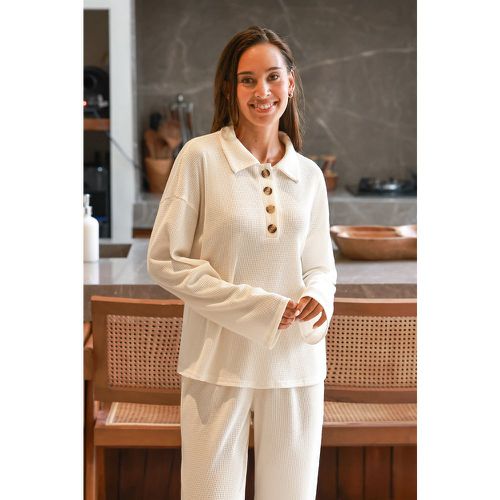 Ensemble de pyjama en tricot gaufré à manches longues et pantalon - CUPSHE - Modalova