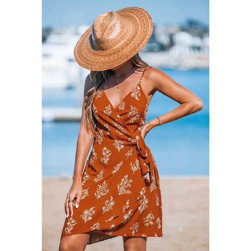 Robe portefeuille courte brune - CUPSHE - Modalova