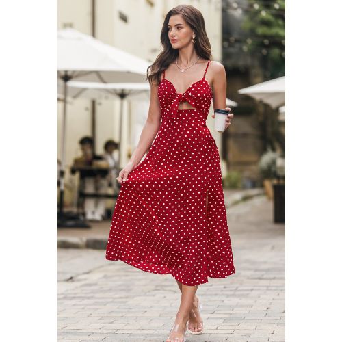 Robe longue à pois dos à smocks - CUPSHE - Modalova