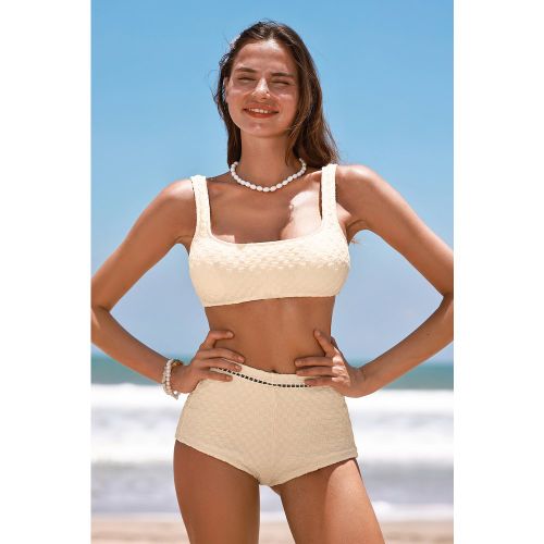 Bikini crème col carré bas boyshort - CUPSHE - Modalova
