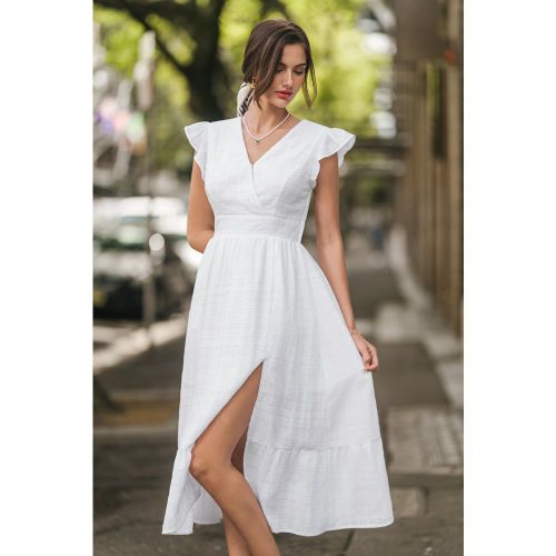 Robe blanche garniture à volants - CUPSHE - Modalova