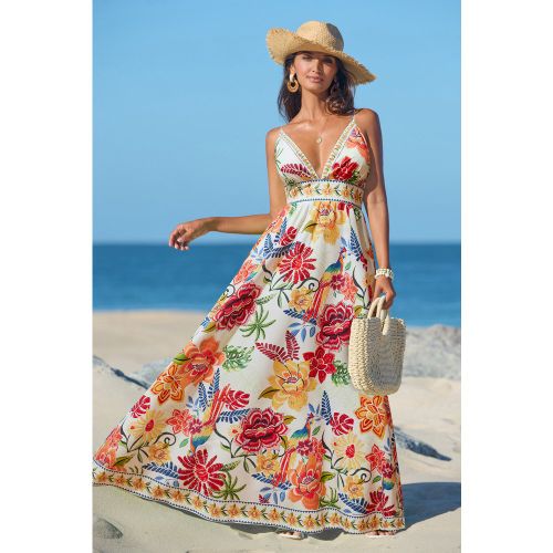 Robe longue tropicale fermeture éclair au dos - CUPSHE - Modalova