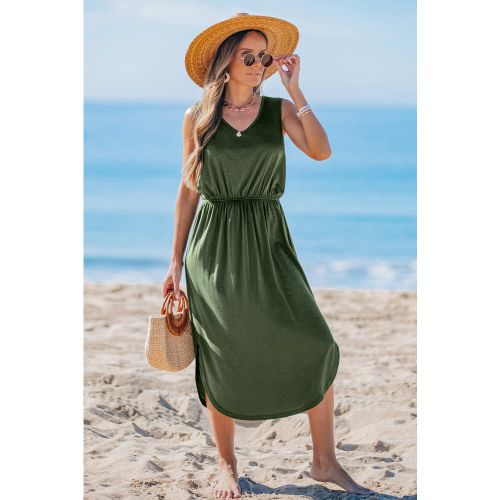 Robe verte col V ourlet incurvé - CUPSHE - Modalova