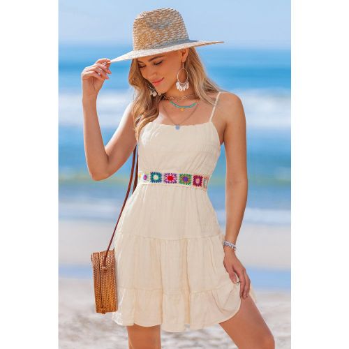 Robe courte crème col V sans manches - CUPSHE - Modalova