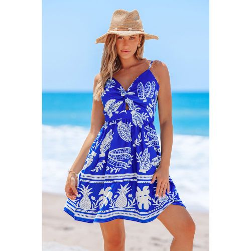 Robe courte tropicale sans manches col V - CUPSHE - Modalova
