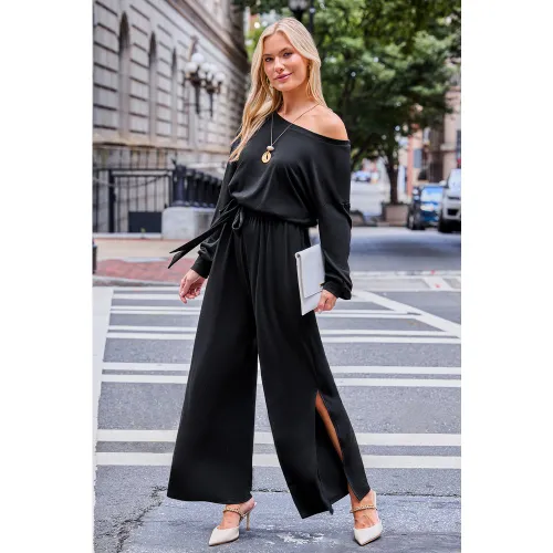 Combinaison noire col asymétrique - CUPSHE - Modalova