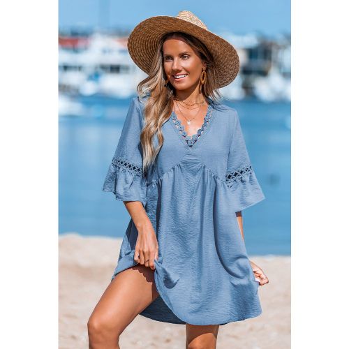 Robe courte col en V manches courtes évasées - CUPSHE - Modalova