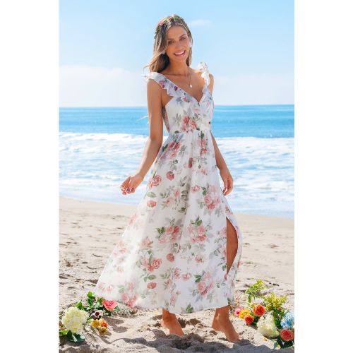 Robe longue florale dos à smocks - CUPSHE - Modalova
