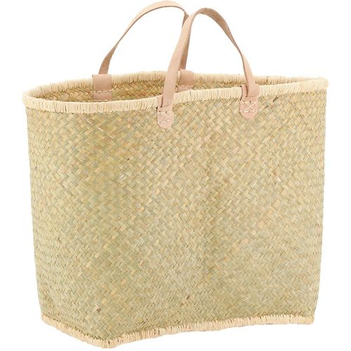 Cabas en palmier naturel tressé avec poignées cuir - AUBRY GASPARD - Modalova