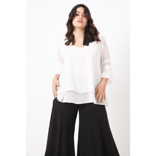 Blouse trapèze superposée en voile unie - JEAN-MARC PHILIPPE - Modalova