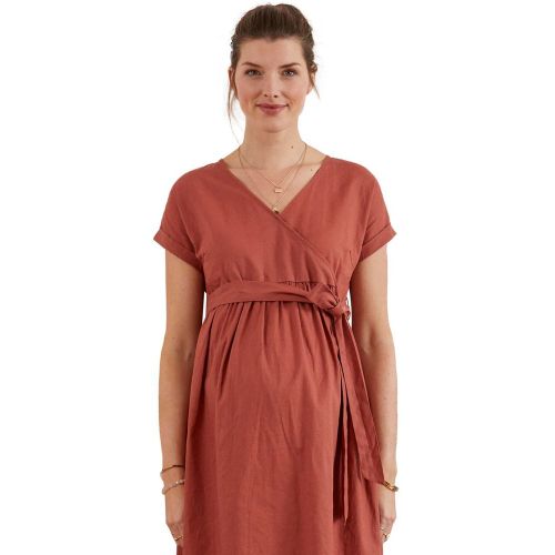Robe longue cache-coeur lin et coton grossesse et allaitement - VERTBAUDET - Modalova