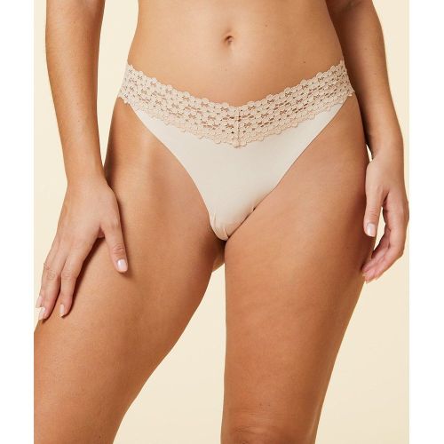 Tanga v-shape en microfibre et dentelle WISH - ETAM - Modalova
