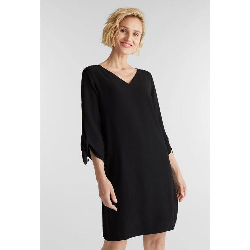 Robe droite courte en crêpe, col V - Esprit - Modalova