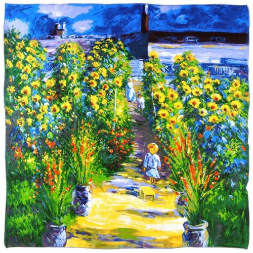 Carré de soie Claude Monet Jardin de l'artiste à Vetheuil - SILKART - Modalova