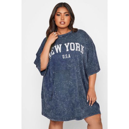 Robe-t-Shirt délavé oversize 'New York' - YOURS CLOTHING - Modalova
