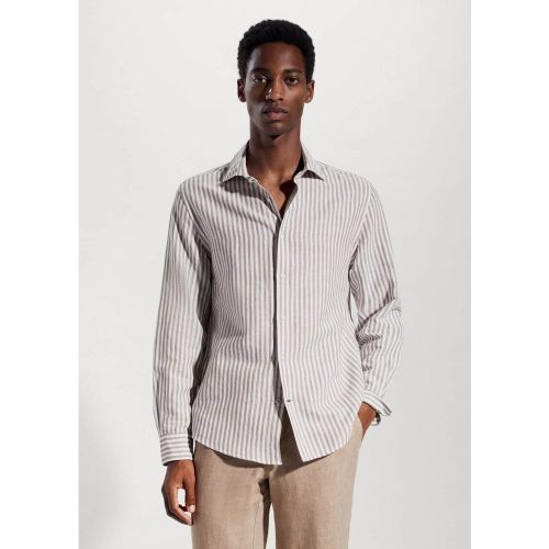 Chemise slim-fit lin à rayures - mango man - Modalova