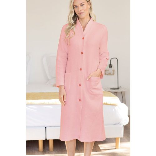 Robe de chambre coton encolure fantaisie B.SOLFIN - Fabriqué en France - 96% COTON / 4% ELASTHANE - B. SOLFIN - Modalova