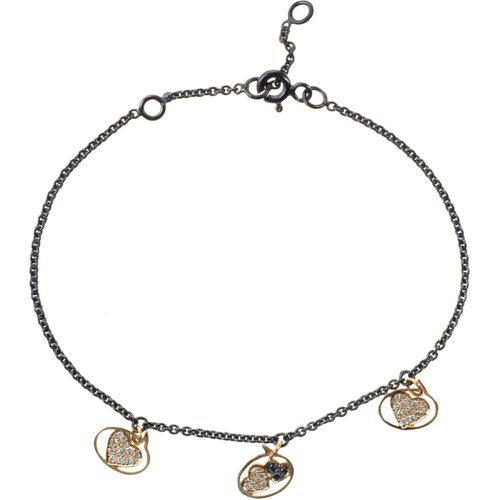 Bracelet en argent rhodié et or 18 carats avec diamants - BIJOUX PRIVES DISCOVERY - Modalova