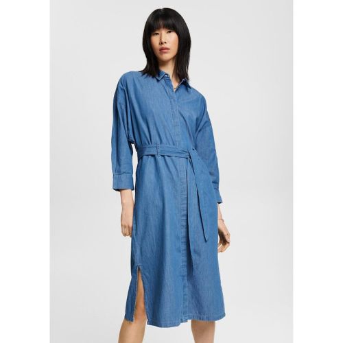Robe chemise boutonnée, manches 3/4 en jean - Esprit - Modalova