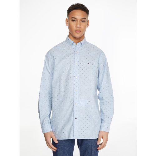 Chemise droite en oxford à micro-motif brodé - Tommy Hilfiger - Modalova