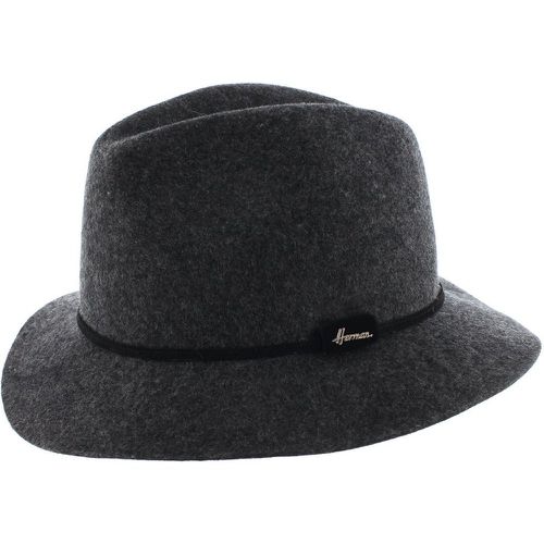 Chapeau bord droit feutre de laine uni avec fine ceinture MAC SOFT - HERMAN - Modalova