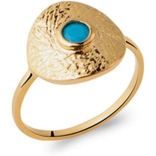 Bague KENZA en plaqué or martelé ornée d'une pierre bleue- Bijoux Privés Discovery - BIJOUX PRIVES DISCOVERY - Modalova